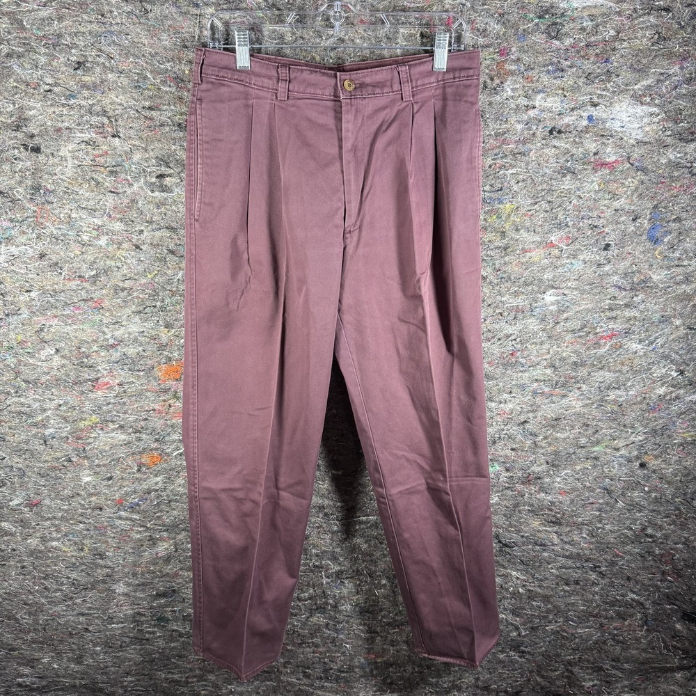 Duxbak Pants Mens 30x29 Maroon Pleated Chino Cotton Made USA Work Casual Outdoor